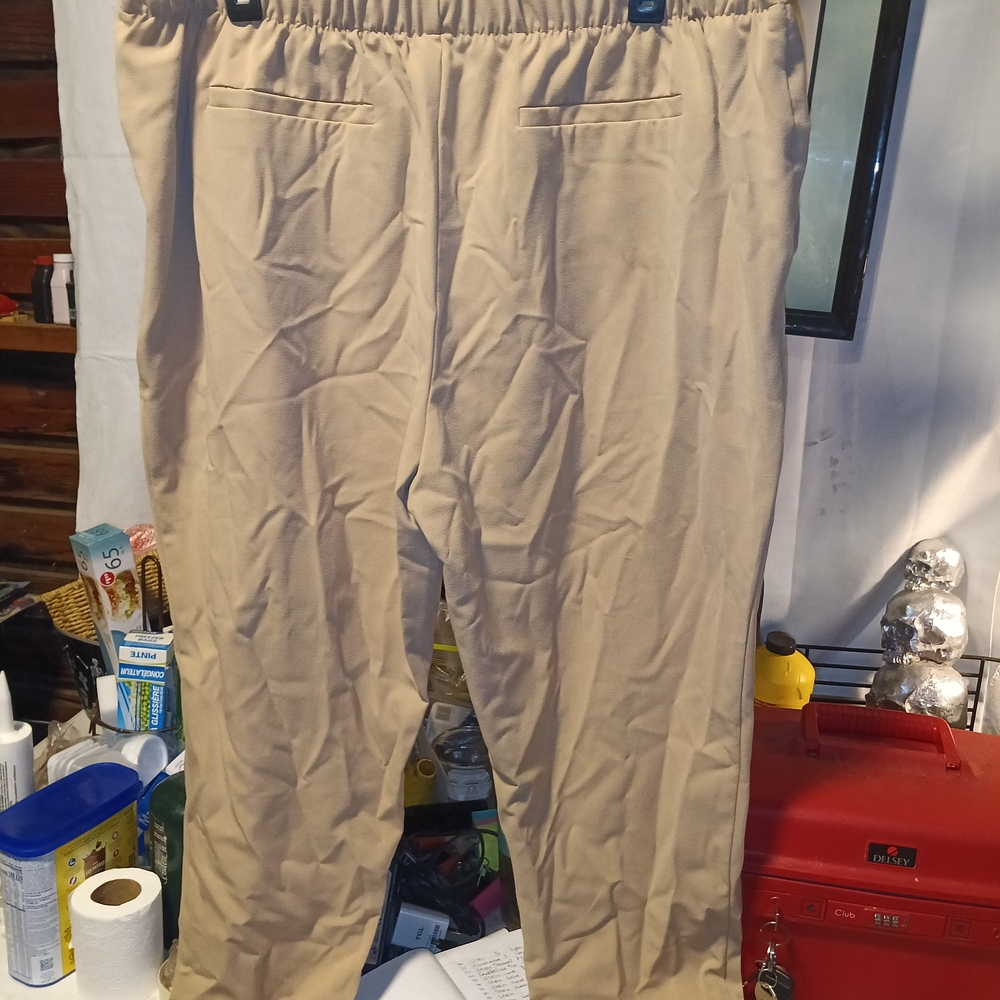 Tan Chinos with Relaxed Fit and Elastic Waistband